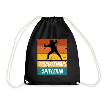 Tischtennisspielerin - Turnbeutel - Schwarz - Vorne