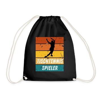 Tischtennisspieler - Turnbeutel - Schwarz - Vorne