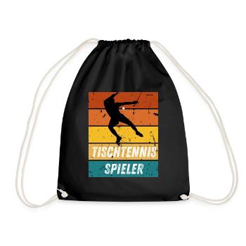 Tischtennisspieler - Turnbeutel - Schwarz - Vorne