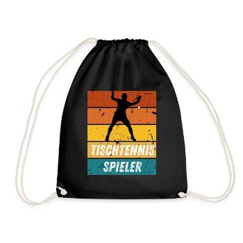 Tischtennisspieler - Turnbeutel - Schwarz - Vorne