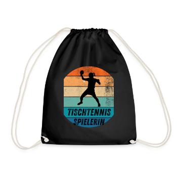 Tischtennisspielerin - Turnbeutel - Schwarz - Vorne