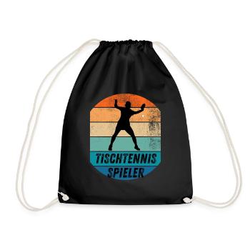 Tischtennisspieler - Turnbeutel - Schwarz - Vorne