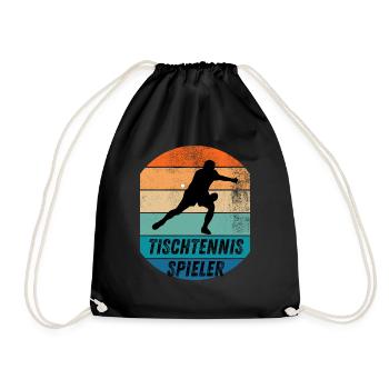 Tischtennisspieler - Turnbeutel - Schwarz - Vorne