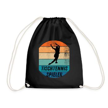 Tischtennisspieler - Turnbeutel - Schwarz - Vorne