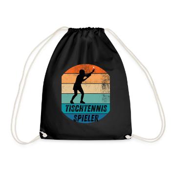 Tischtennisspieler - Turnbeutel - Schwarz - Vorne
