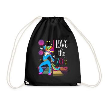Unicorn Fantasy Year 70 Retro Vintage Humor - Drawstring Bag - black - Front