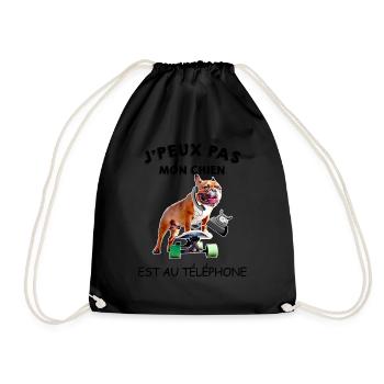 Humour chien bouledogue téléphone - Sac de sport léger - noir - Devant