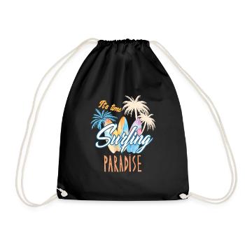 Surfing Surf Surfer - Drawstring Bag - black - Front