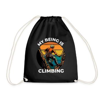 My Being is Climbing! Climb, Rock Climber - Drawstring Bag - black - Front