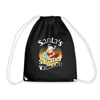 Santa's Summer Vacation Surfing Weihnachtsmann - Turnbeutel - Schwarz - Vorne