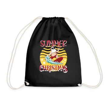 Été Noël Surf Père Noël - Sac de sport léger - noir - Devant