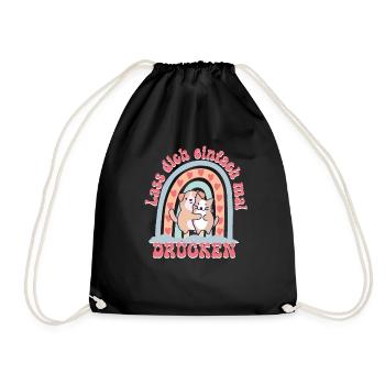 Lass dich einfach mal drücken umarmen Geschenk - Turnbeutel - Schwarz - Vorne