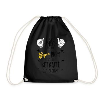 Super Papy A La Retraite Humour Collègue - Sac de sport léger - noir - Devant