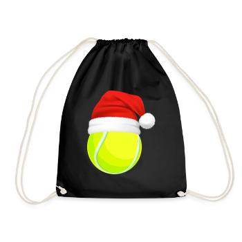 Tennis-Weihnachten | Weihnachts-Tennisspieler - Turnbeutel - Schwarz - Vorne