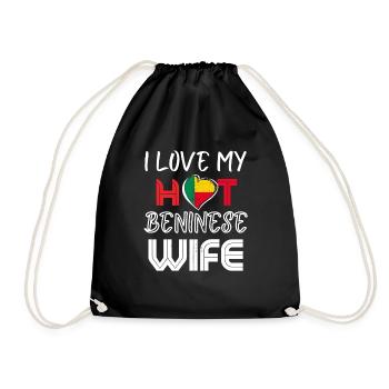 Funny I Love My Hot Beninese Wife Husband - Drawstring Bag - black - Front