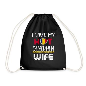 Funny I Love My Hot Chadian Wife Husband - Drawstring Bag - black - Front
