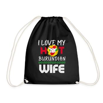 Funny I Love My Hot Burundian Wife Husband - Drawstring Bag - black - Front