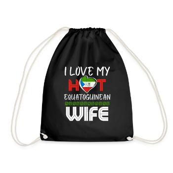 Funny I Love My Hot Equatoguinean Wife Husband - Drawstring Bag - black - Front