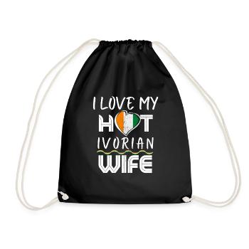 Funny I Love My Hot Ivorian Wife Husband - Drawstring Bag - black - Front