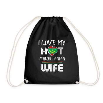 Funny I Love My Hot Mauritanian Wife Husband - Drawstring Bag - black - Front