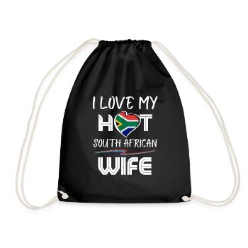 Funny I Love My Hot South African Wife Husband - Drawstring Bag - black - Front