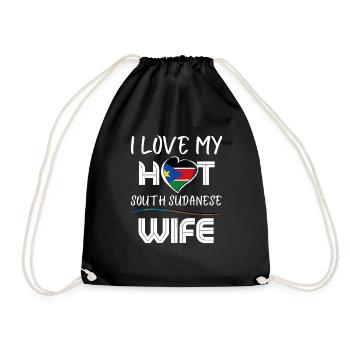 Funny I Love My Hot South Soudanese Wife Husband - Drawstring Bag - black - Front
