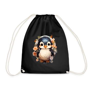 Pinguin - Turnbeutel - Schwarz - Vorne