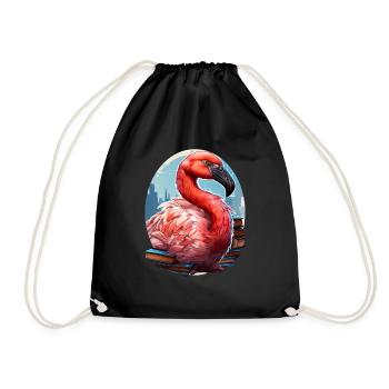 Flamingo - Drawstring Bag - black - Front