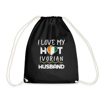 Funny Ivorian Husband Proud Wife - Drawstring Bag - black - Front