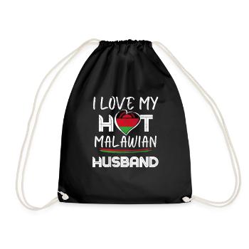 Funny Malawian Husband Proud Wife - Drawstring Bag - black - Front