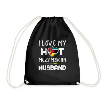 Funny Mozambican Husband Proud Wife - Drawstring Bag - black - Front