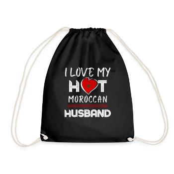 Funny Moroccan Husband Proud Wife - Drawstring Bag - black - Front