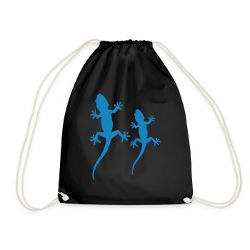 Gecko 02 - Drawstring Bag - black - Front