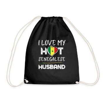 Senegalese Husband. Proud Wife - Drawstring Bag - black - Front