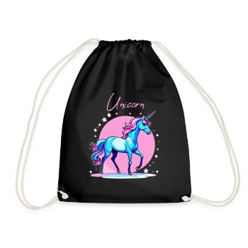 Einhorn - Turnbeutel - Schwarz - Vorne