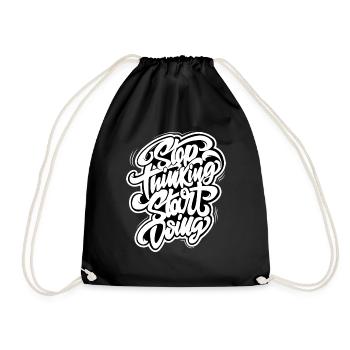 Stop thinking start doing hand-drawn graphic - Drawstring Bag - black - Front