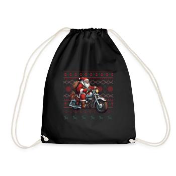 Santa Claus is also a biker - Drawstring Bag - black - Front
