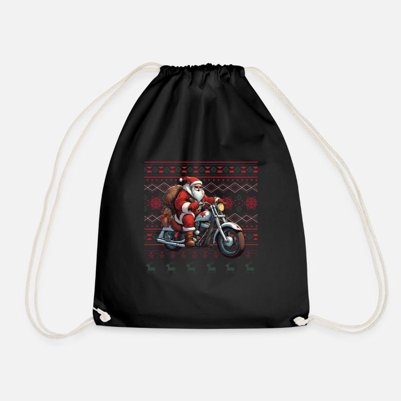 Der Weihnachtsmann ist auch ein Biker - Turnbeutel - Schwarz