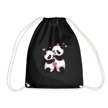 Ich liebe dich, Panda - Turnbeutel - Schwarz - Vorne