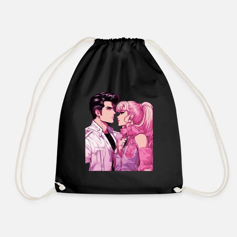 Anime Sweetheart for Life - Drawstring Bag - black
