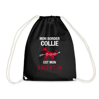 Mon Border collie est mon valentin 2 - Sac de sport léger - noir - Devant