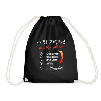 Lustiges Abi 2024 Werdegang Checkliste Plan Abitur - Turnbeutel - Schwarz - Vorne