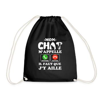 Mon Chat m appelle il faut que j y aille 2 - Sac de sport léger - noir - Devant