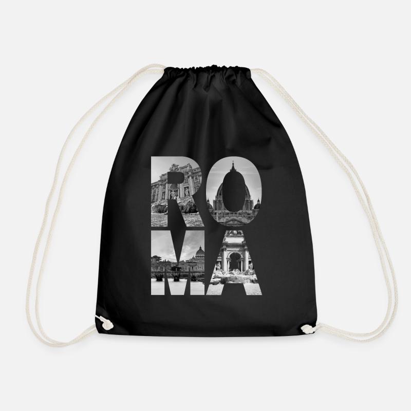 Rome, Italy - Drawstring Bag - black