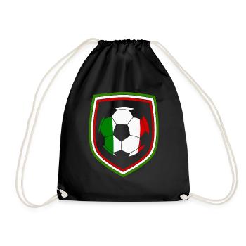 Lederfussball mit italienischer Flagge - Turnbeutel - Schwarz - Vorne