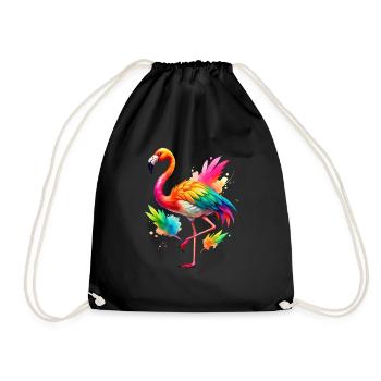 Flamingo Pride Black - Turnbeutel - Schwarz - Vorne