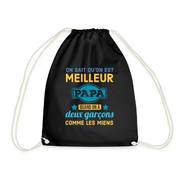 Père de deux garçons - Sac de sport léger - noir - Devant