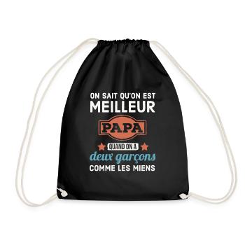 Père de deux garçons - Sac de sport léger - noir - Devant