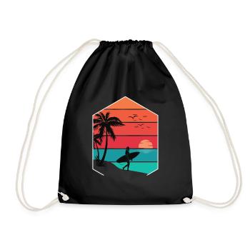Beach surf summer - Drawstring Bag - black - Front