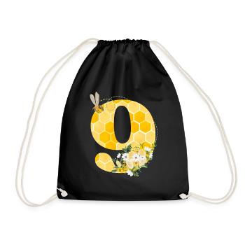 9th Birthday Bee - Drawstring Bag - black - Front